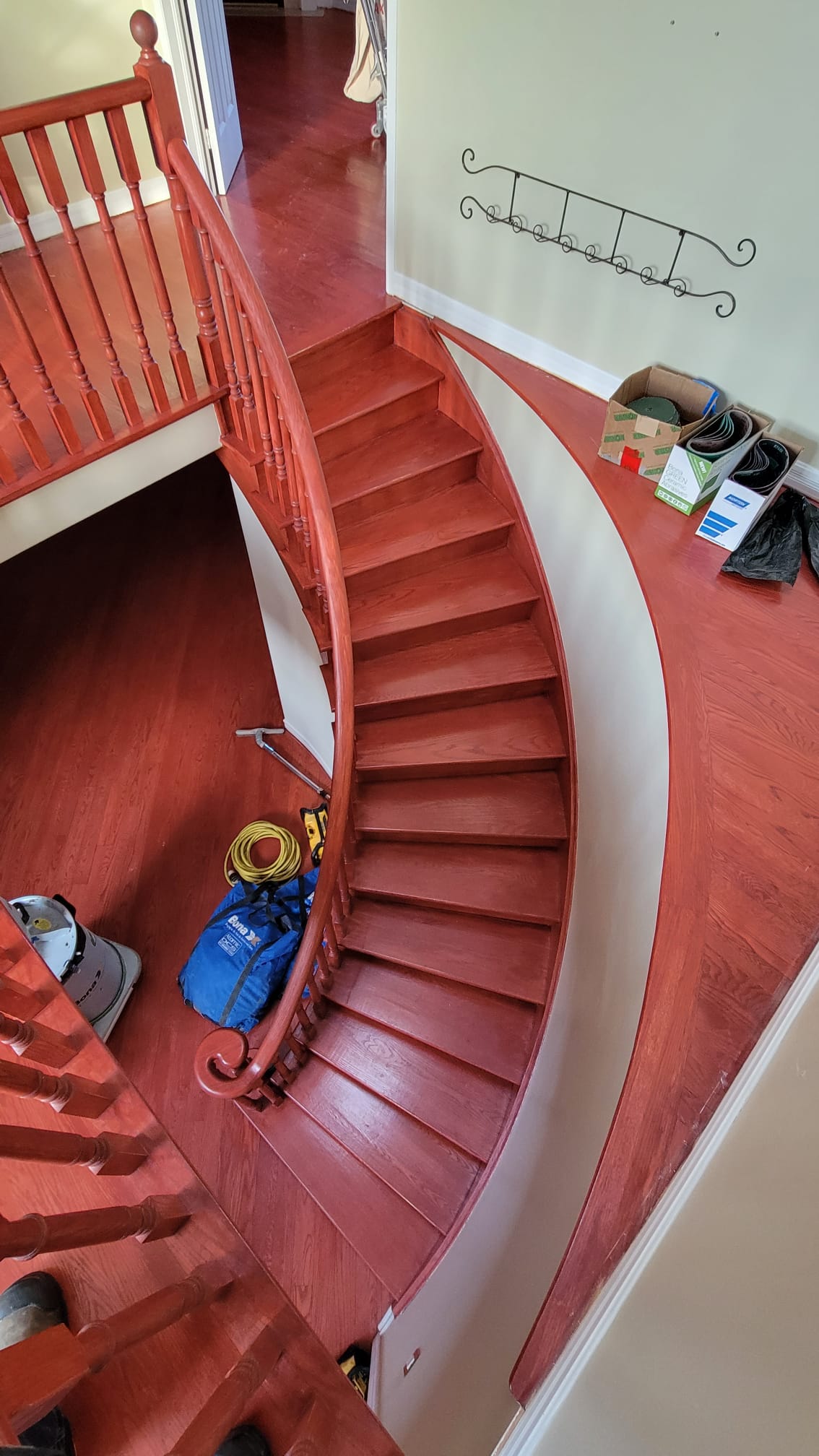 Curved Red Staircase Before